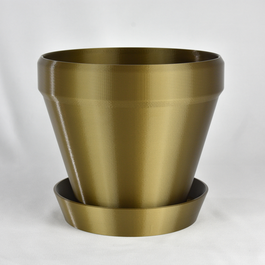 Classic Flower Pot, 8-inch Round Planter, Bronze Color, Indoor / Outdoor