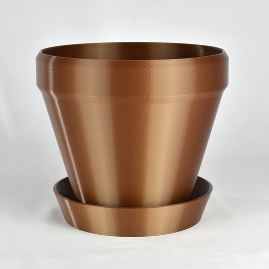 Classic Flower Pot, 8-inch Round Planter, Copper Color, Indoor / Outdoor