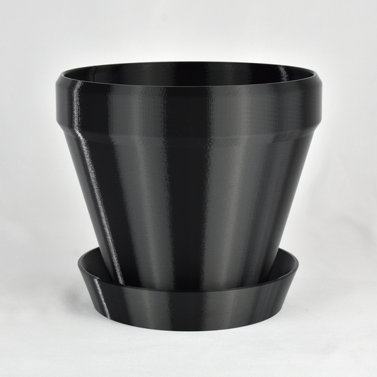Classic Flower Pot, 8-inch Round Planter, Black, Indoor / Outdoor