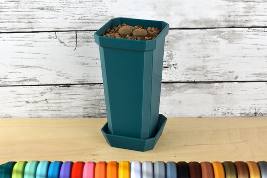7-inch Skinny-&-Tall Plant Pots with Optional Trays, Outdoor Safe