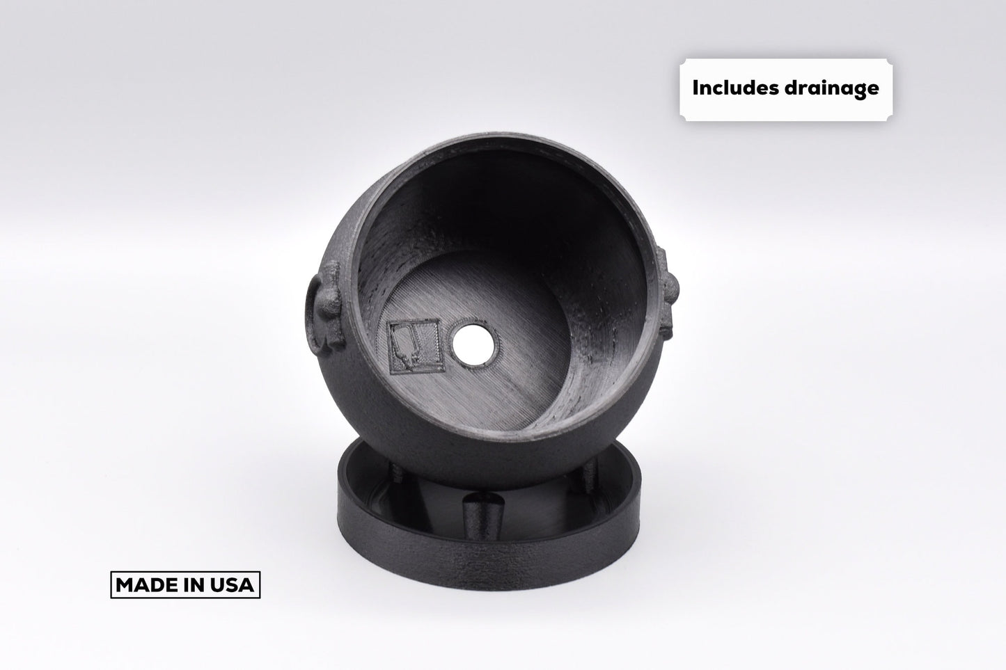 Small Cauldron Planter with Tray, 4-inch Pot, Indoor/Outdoor