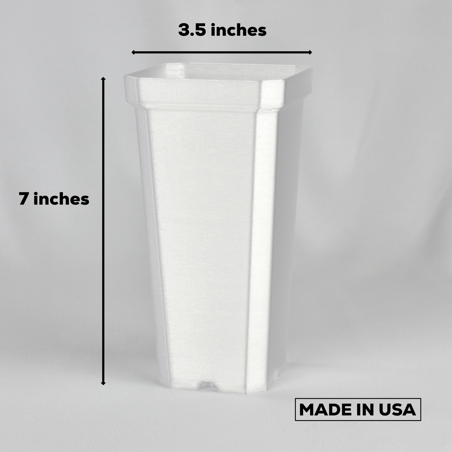 Tall and Narrow Plant Pot, Transparent White, 7-inch Height