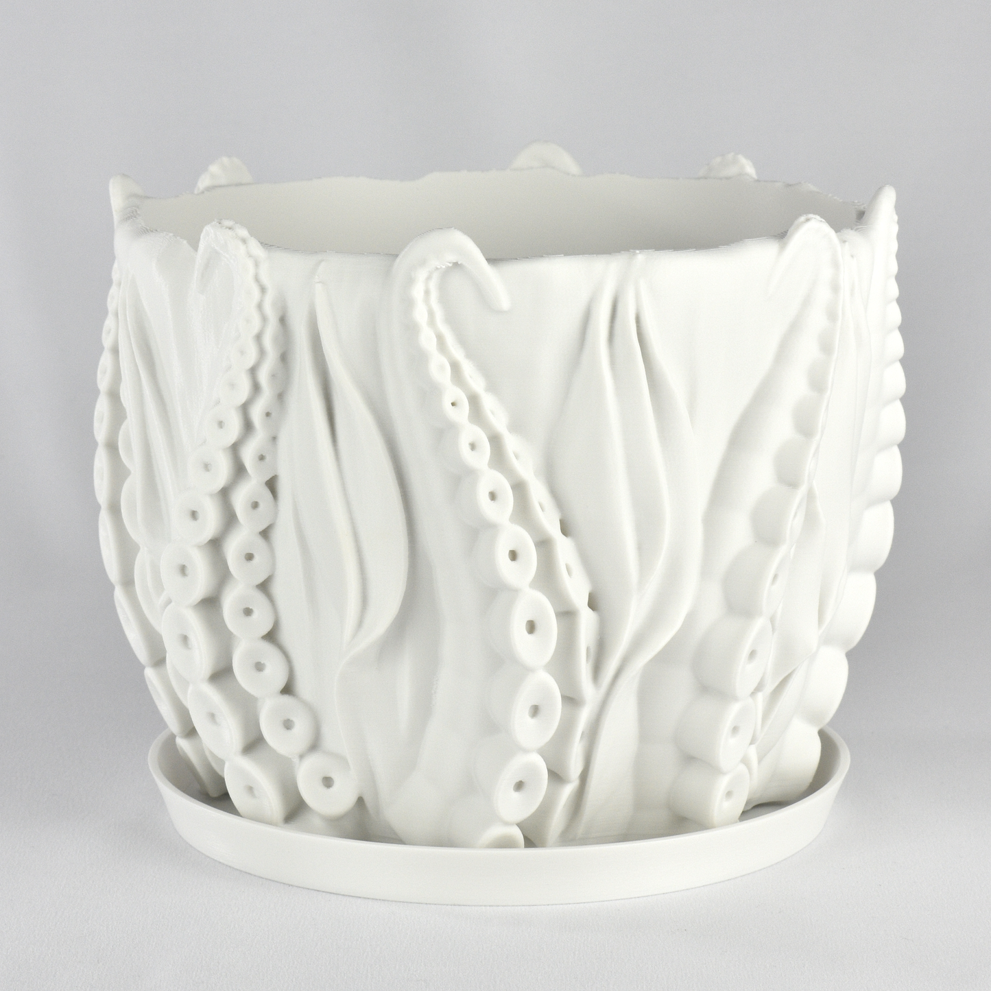 Large Octopus Tentacles Undersea Planter, Matte White, 8-inch Pot, Indoor/Outdoor