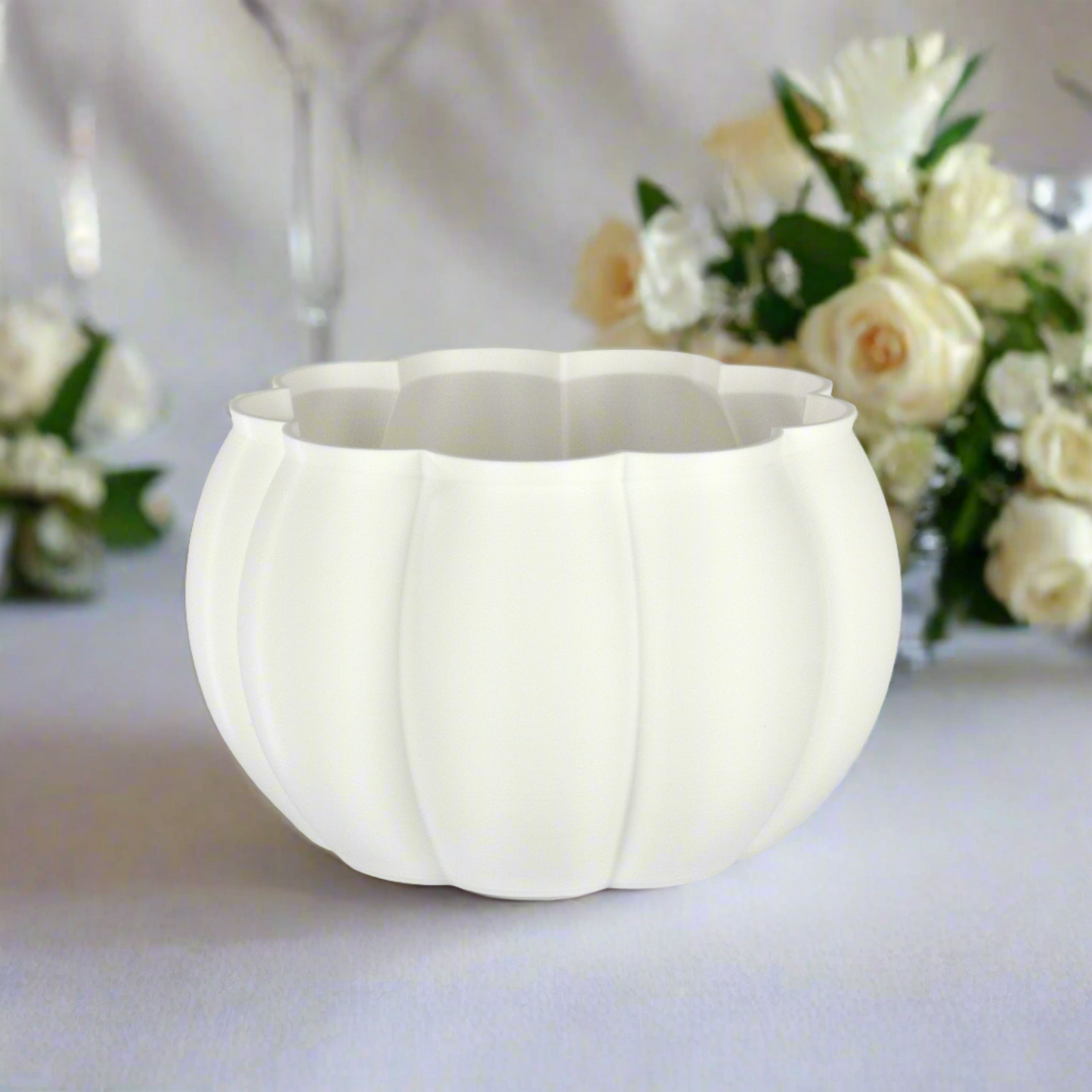 Medium Matte White Pumpkin Planters