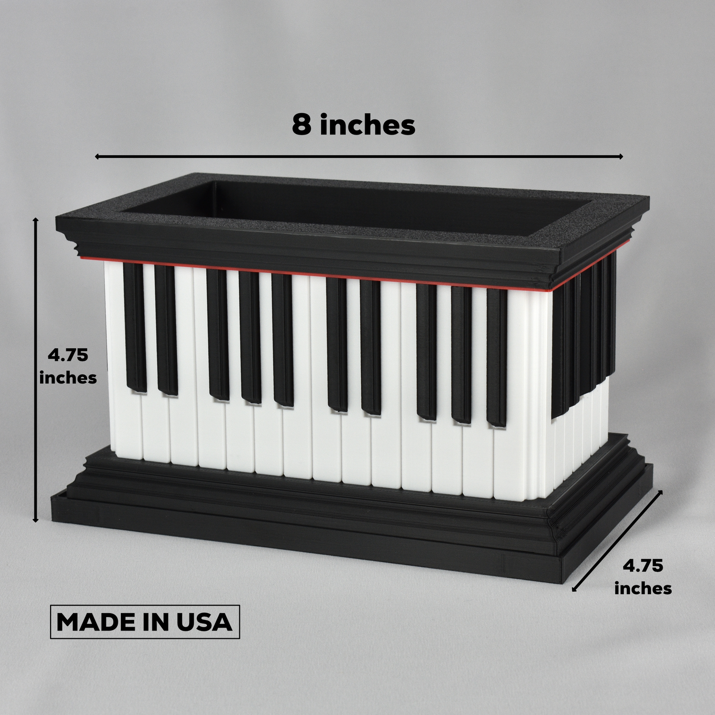 Piano Keyboard Rectangular Planter, 8-Inch-Wide Trough with Tray