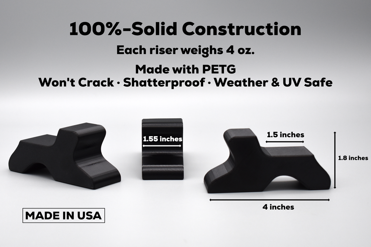 Large Plant Pot Feet Risers Set of 3 — PETG,  UV and Shatter Resistant, For 12"+ Pots