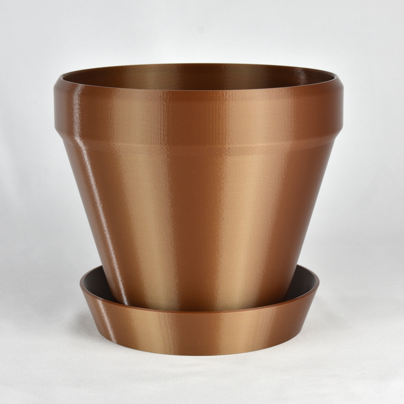 Large Classic Flower Pot, 8-inch Round Planter, Copper Color, Indoor / Outdoor