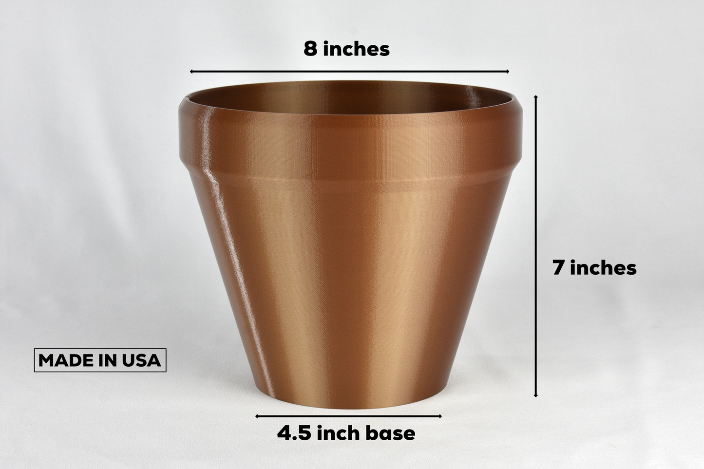 Large Classic Flower Pot, 8-inch Round Planter, Copper Color, Indoor / Outdoor