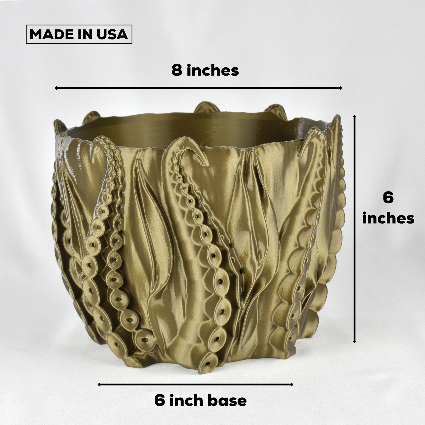 Large Octopus Tentacles Undersea Planter, Bronze Color Option, 8-inch Pot