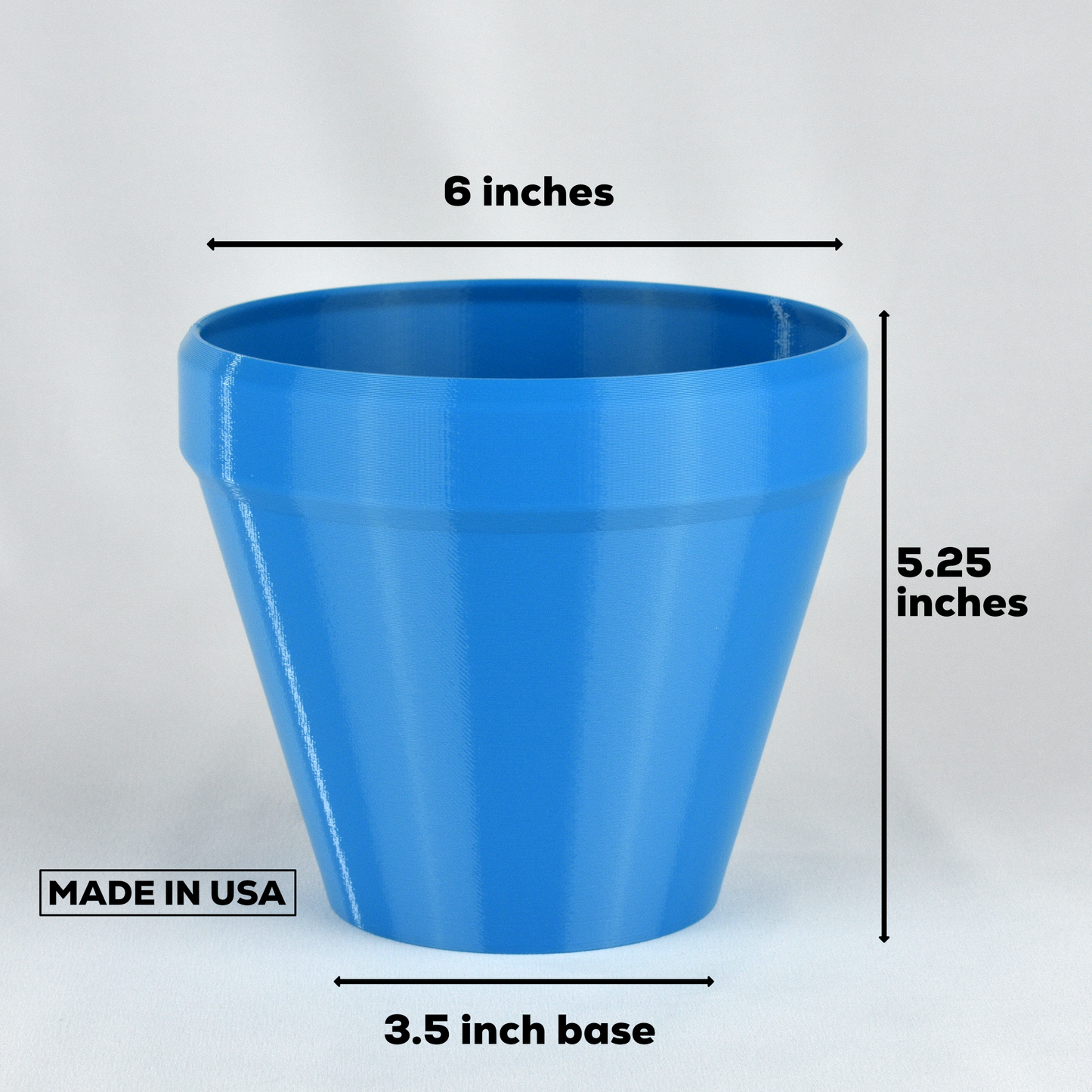 Medium Classic Flower Pot, 6-inch Round Planter, Bright Blue and Other Colors, Indoor/Outdoor