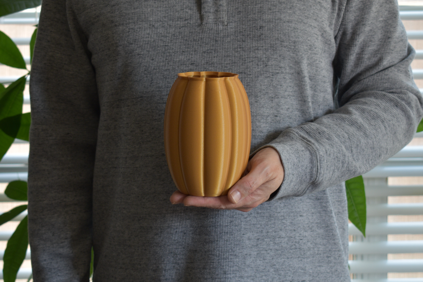 Tall Pumpkin Planter or Dry Vase, Indoor or Outdoor For Thanksgiving, Weddings, Baby Showers, and Fall Decor