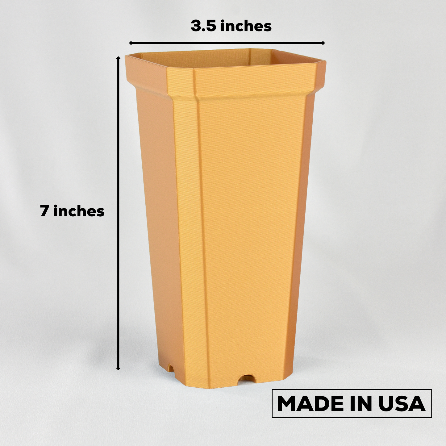 Tall and Narrow Plant Pot, Gold Color, 7-inch Height