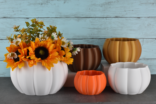 Pumpkin Planters 3 Sizes Autumn Colors, Outdoor Safe, For Thanksgiving, Mums, Weddings, Baby Showers, and Fall Decor
