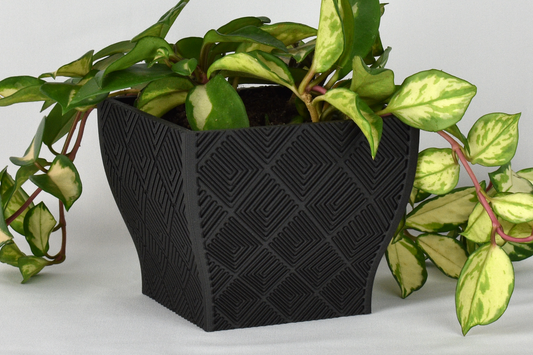 6-inch Square Planter, Geometric Pattern #3, Drainage, Optional Saucer, Outdoor Safe Flower Pot, 30+ Colors