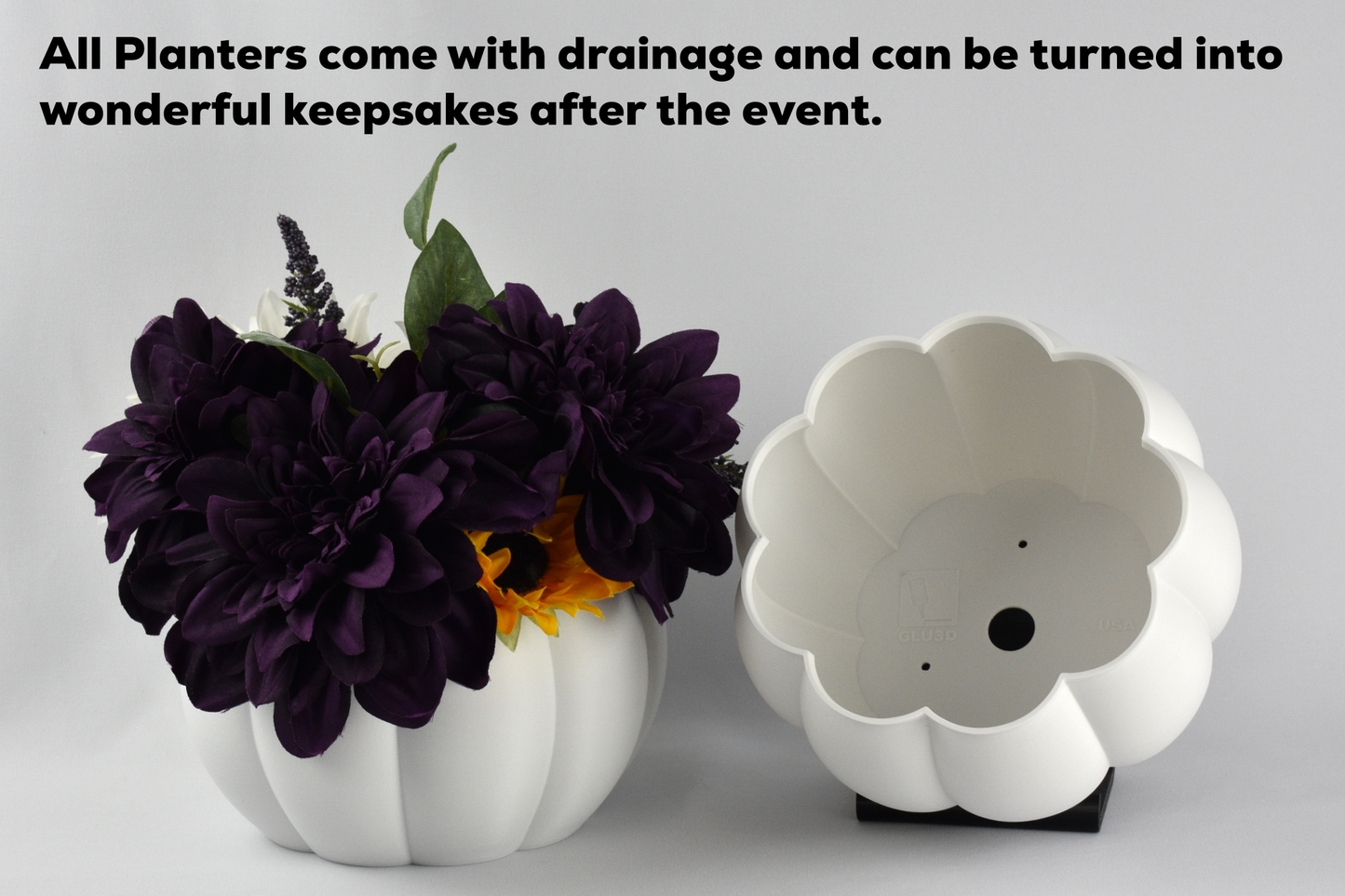 Matte White Pumpkin Planters, Size Large, For Fall Weddings, Baby Showers, Thanksgiving, Keepsake and Fall Decor