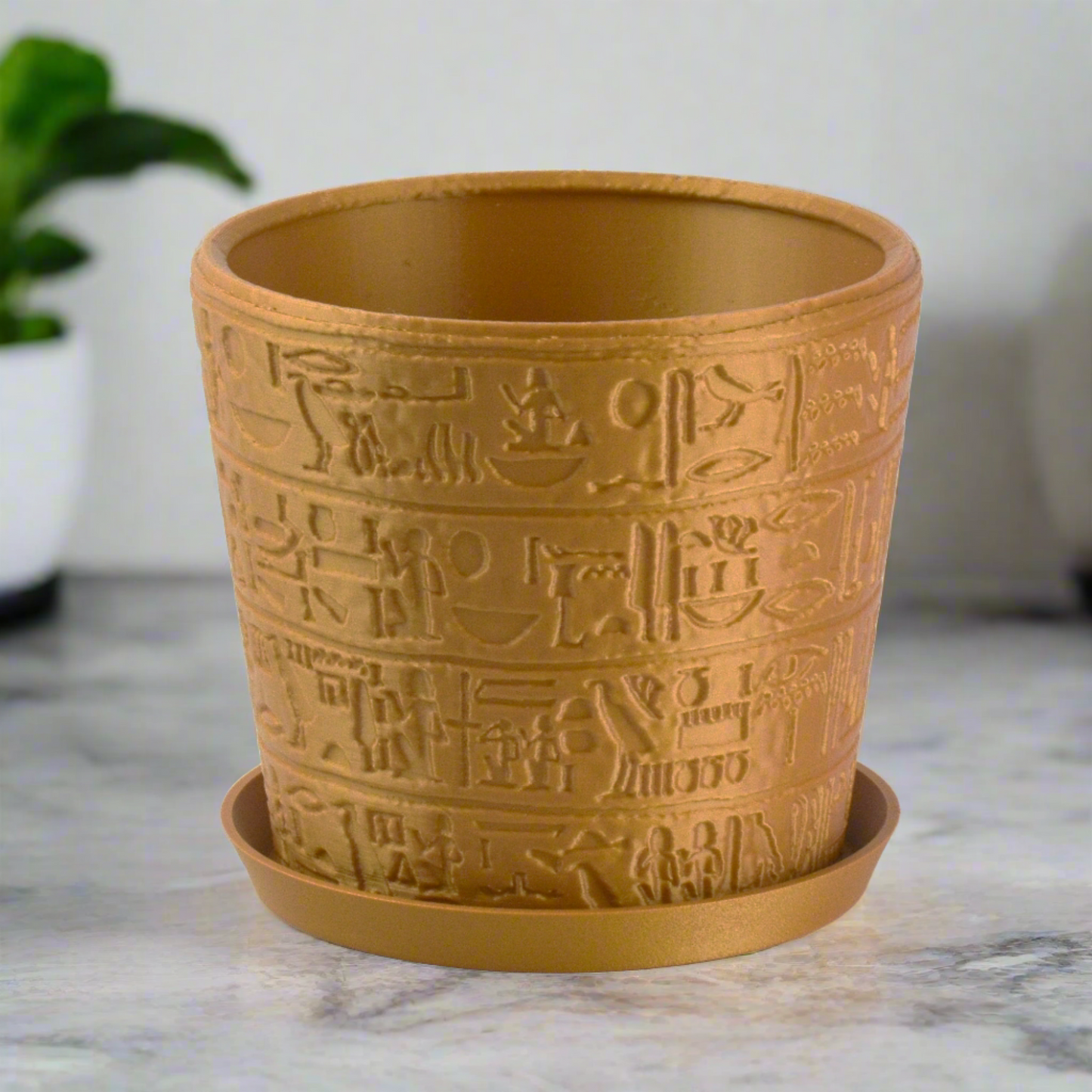 Medium Hieroglyphics Egyptian Planter - 6-inch Round Pot