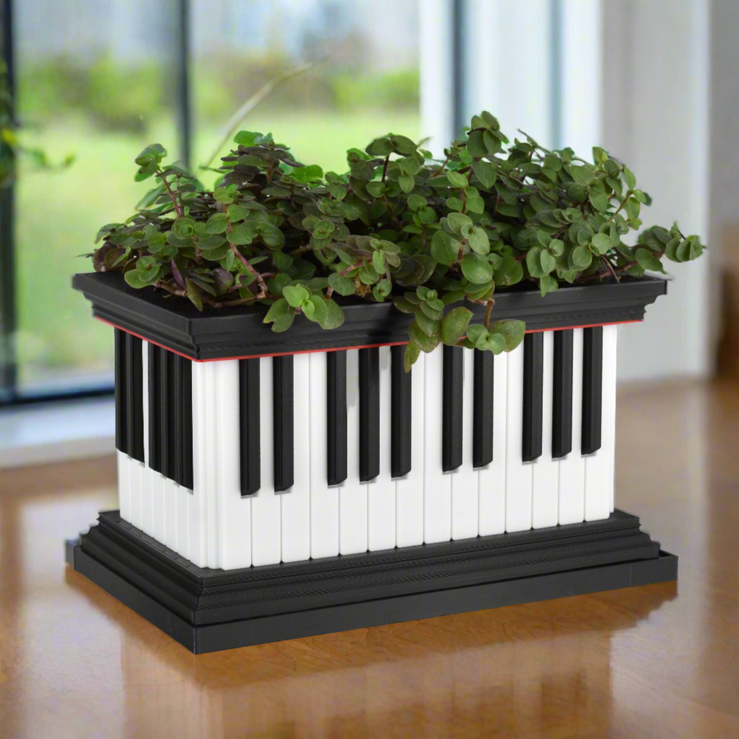 Piano Keyboard Rectangular Planter, 8-Inch-Wide Trough with Tray