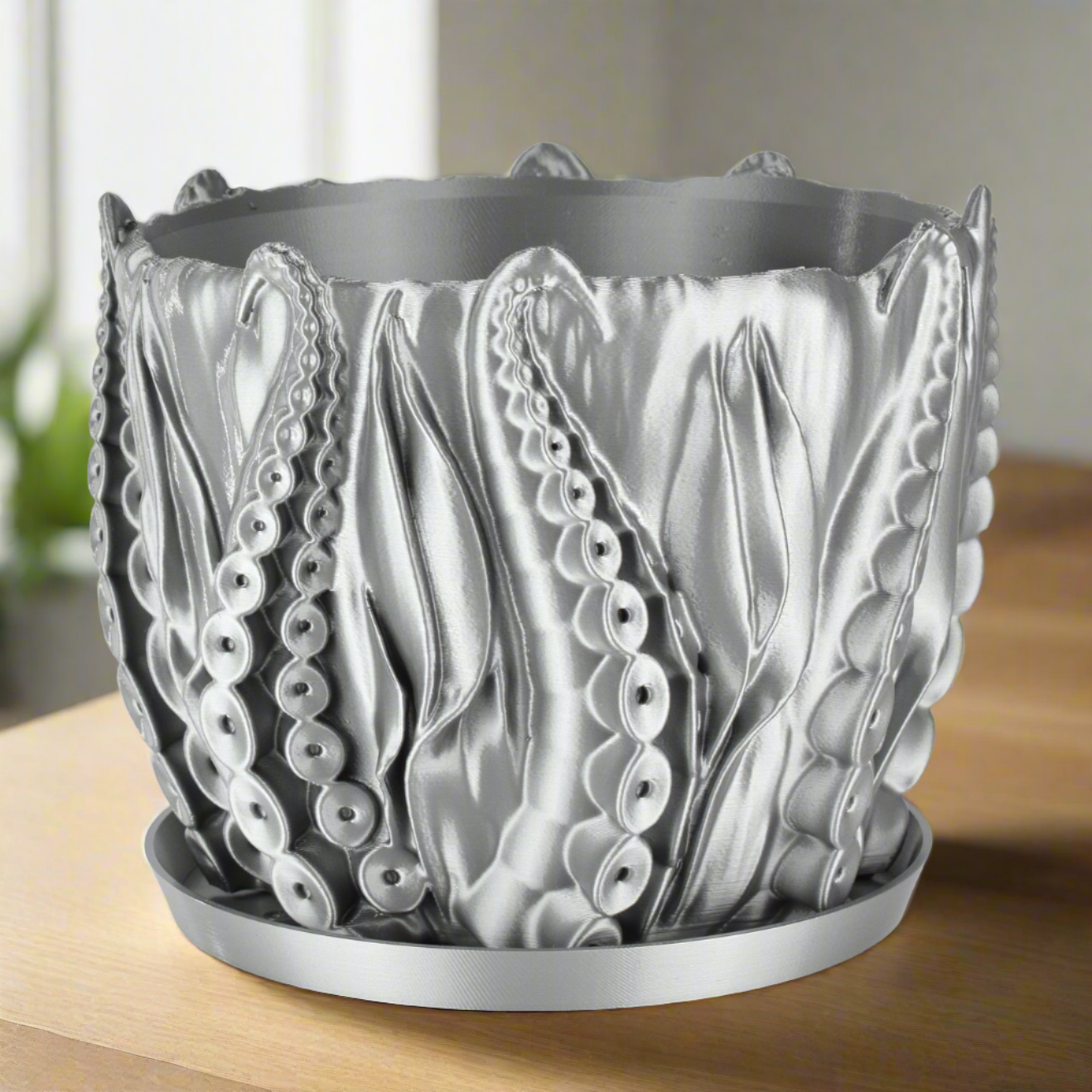 Large Octopus Tentacles Undersea Planter, Silver Color, 8-inch