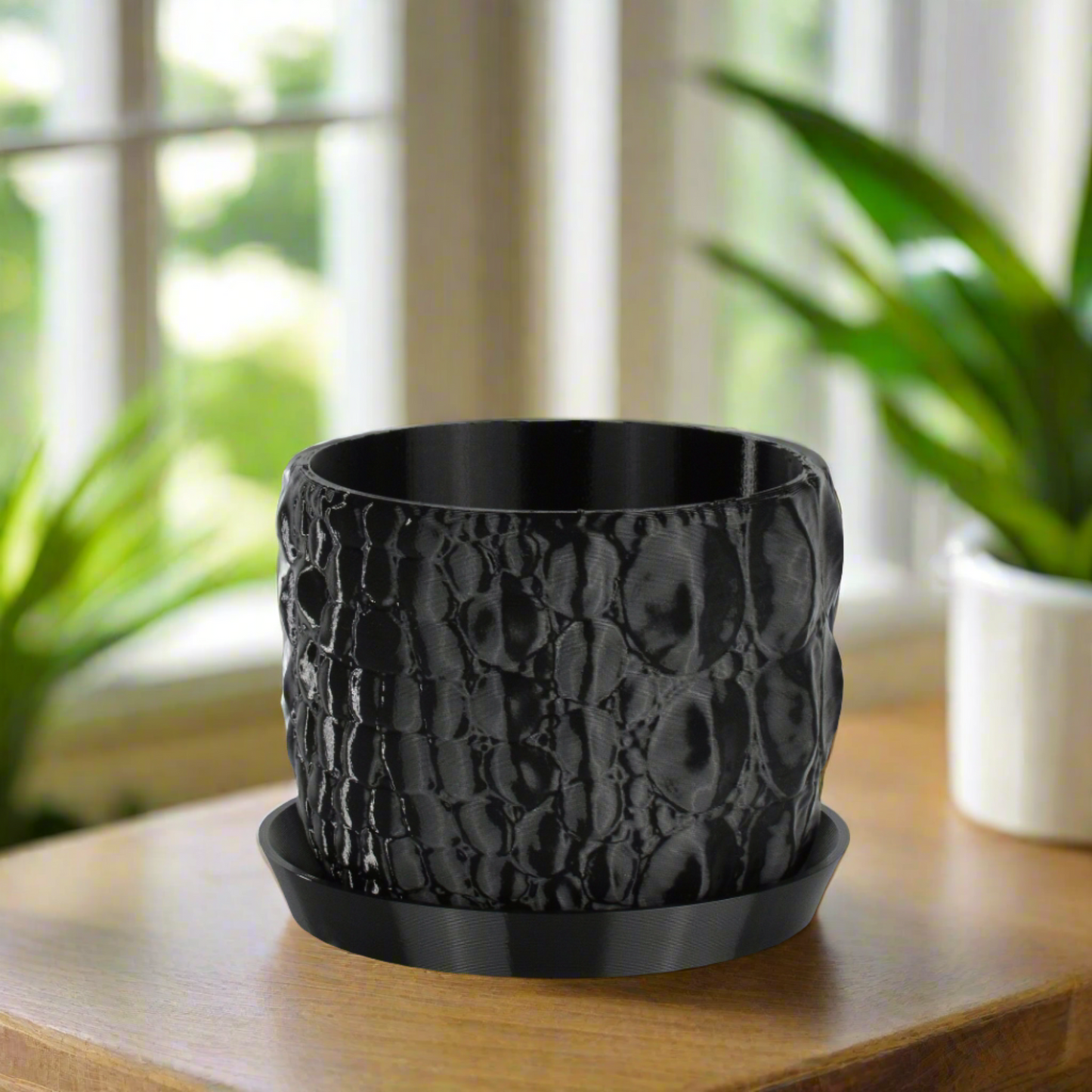 Small Alligator Planter, Black, 4-inch Pot