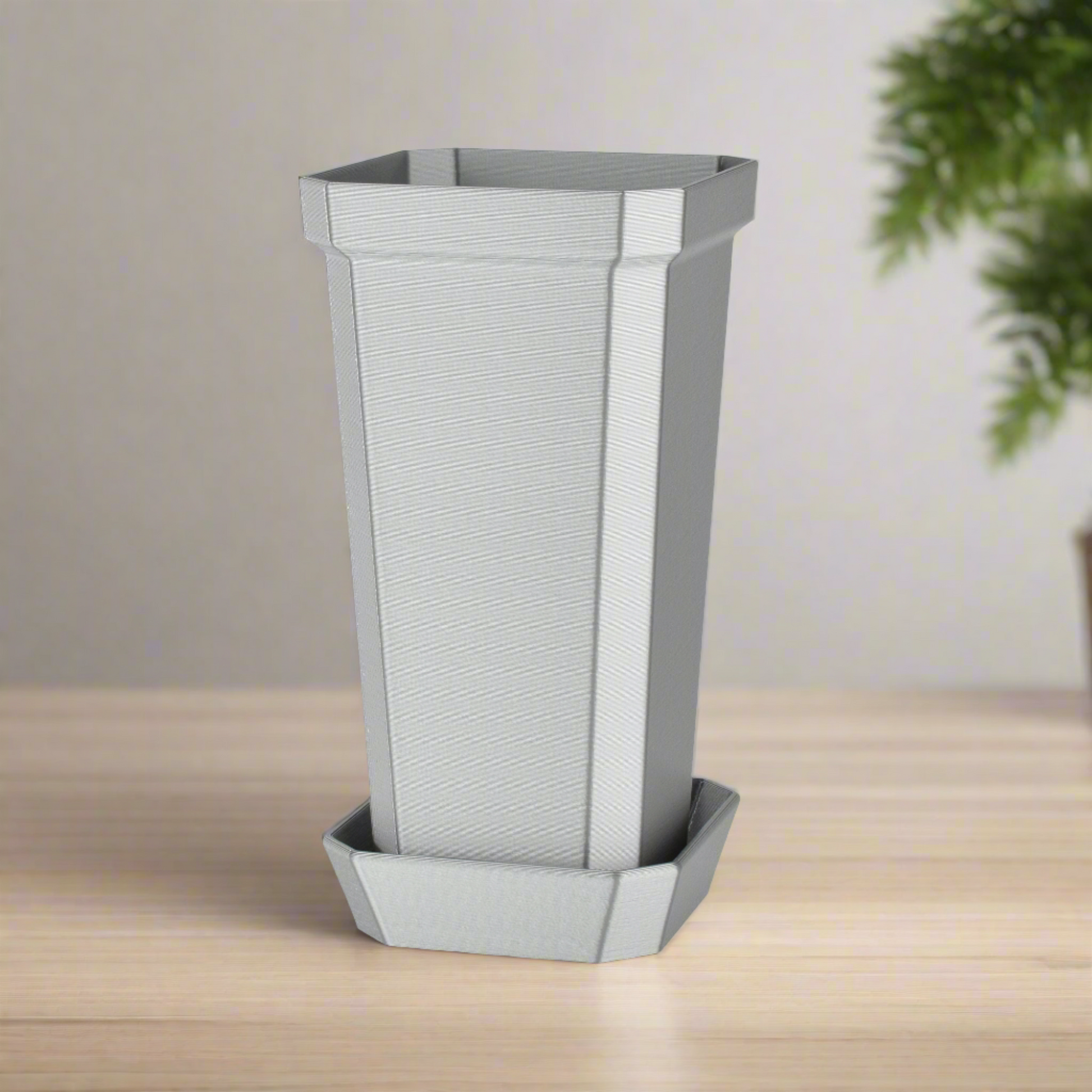 7 inch pot for plant Tall and Narrow Plant Pot, Silver Color, 7-inch Height – GLU3D Prints