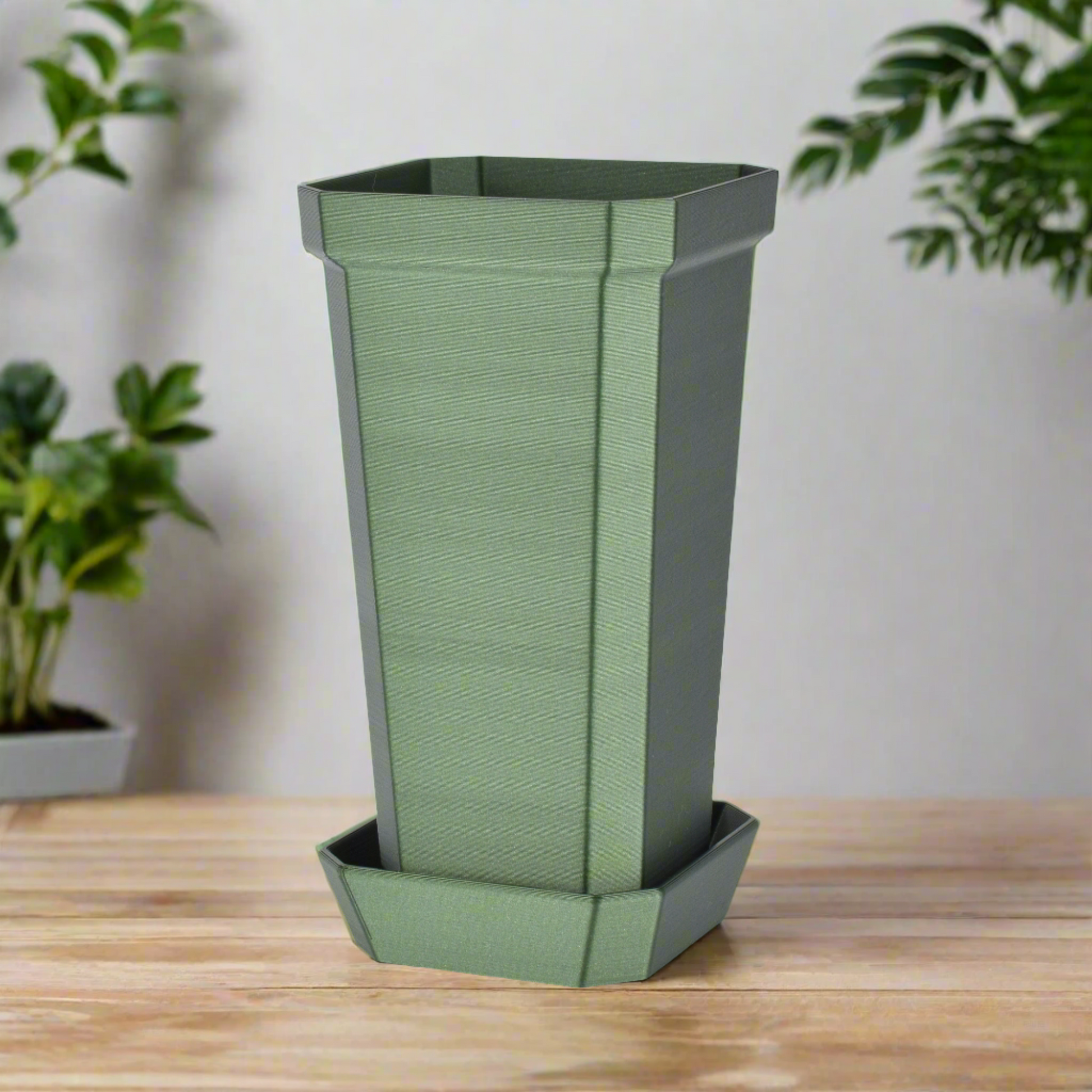 tall skinny plant pots Tall and Narrow Plant Pot, Metallic Green Color, 7-inch Height – GLU3D Prints