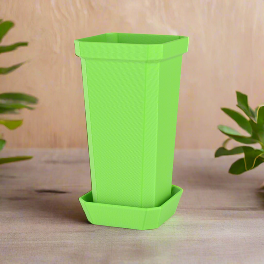 Tall and Narrow Plant Pot, Lime Green, 7-inch Height