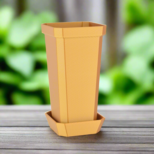 Tall and Narrow Plant Pot, Gold Color, 7-inch Height