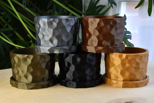 Voronoi Pattern Planter with Drainage and Tray, Outdoor Safe, Houseplants, Succulents and Non-Traditional Bonsai