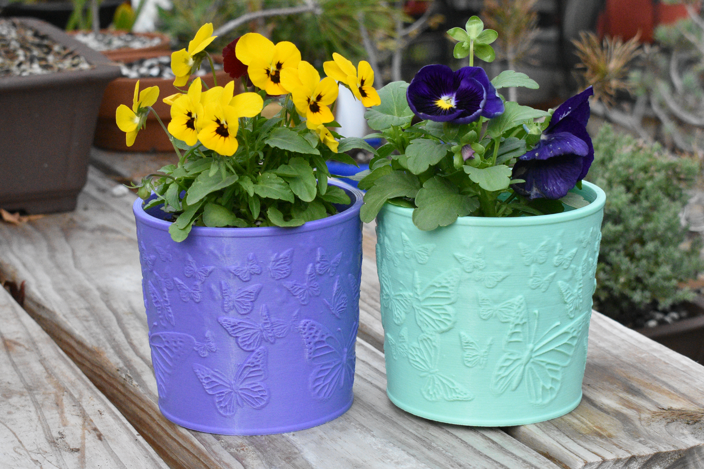 4-inch Butterfly Planter Pot, Optional Drainage and Trays, Outdoor Safe, 25+ colors