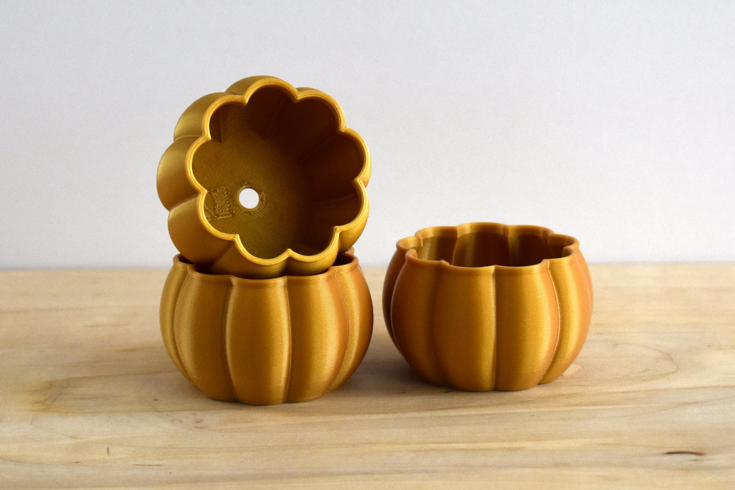 Set of 3 Mini Pumpkin Planters, Indoor or Outdoor For Weddings, Baby Showers, and Fall Events